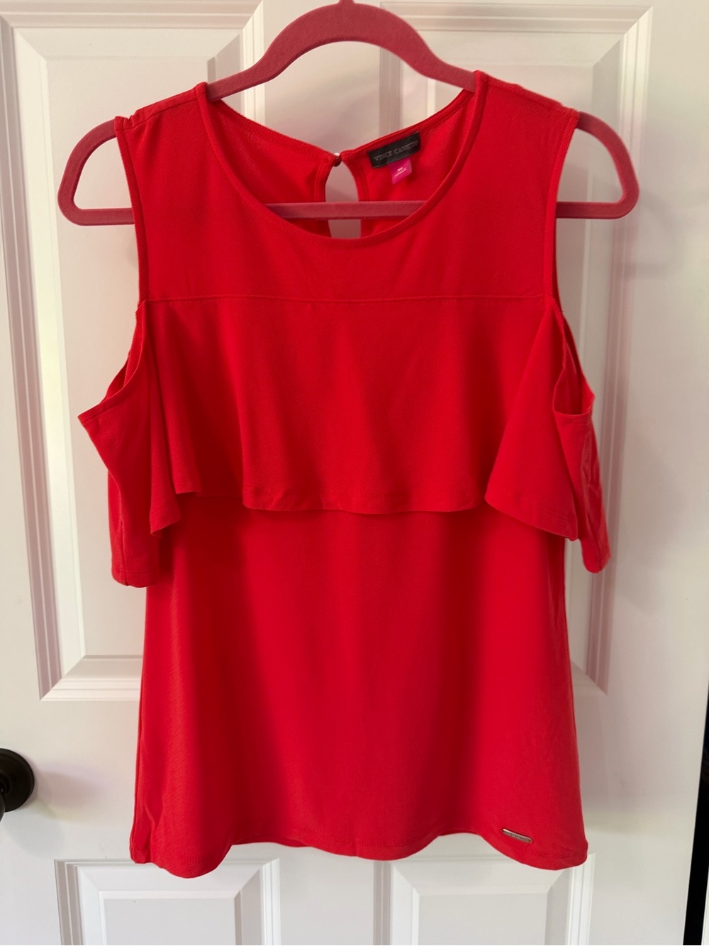 Vince Camuto Red Cold-Shoulder Ruffle Camisole